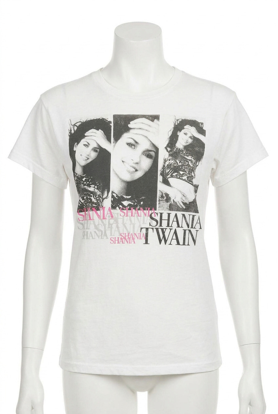 NEW DAYDREAMER shania twain repeated solo tee in vintage white